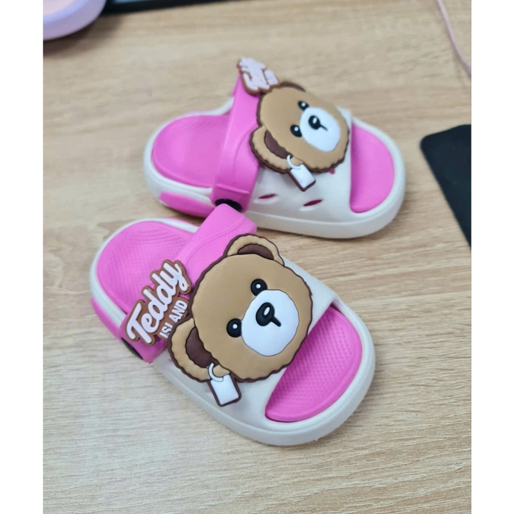 Dép 2 quai có quai sau cho bé gái hình gấu teddy siêu nhẹ êm chân thể thao