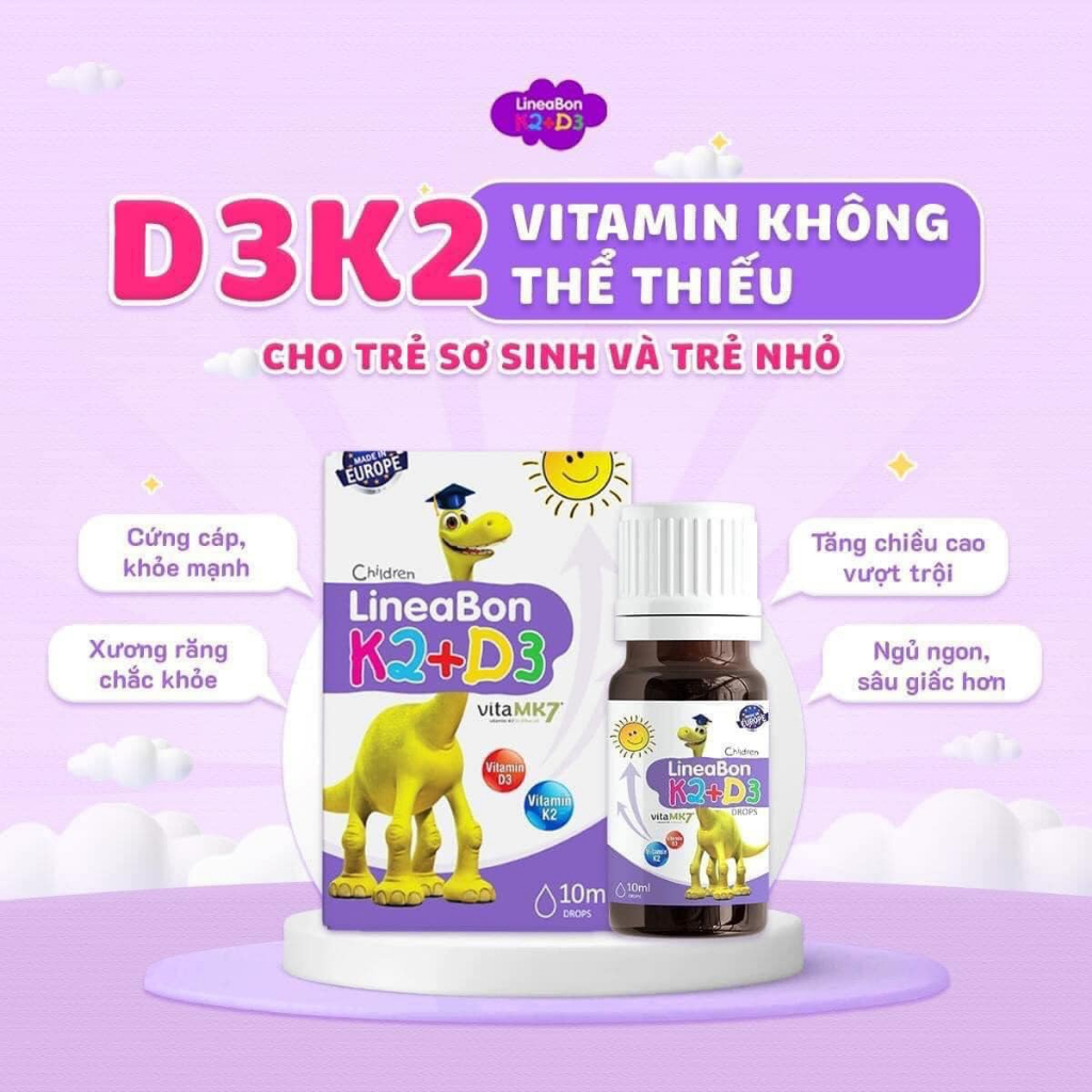 [✨285K XANH XỊT] Bộ Canxi Bestical & D3K2 LineaBon Bổ Sung Vitamin D3 K2 MK7, nHấp Thu Canxi Cho Bé Linebon Line abon