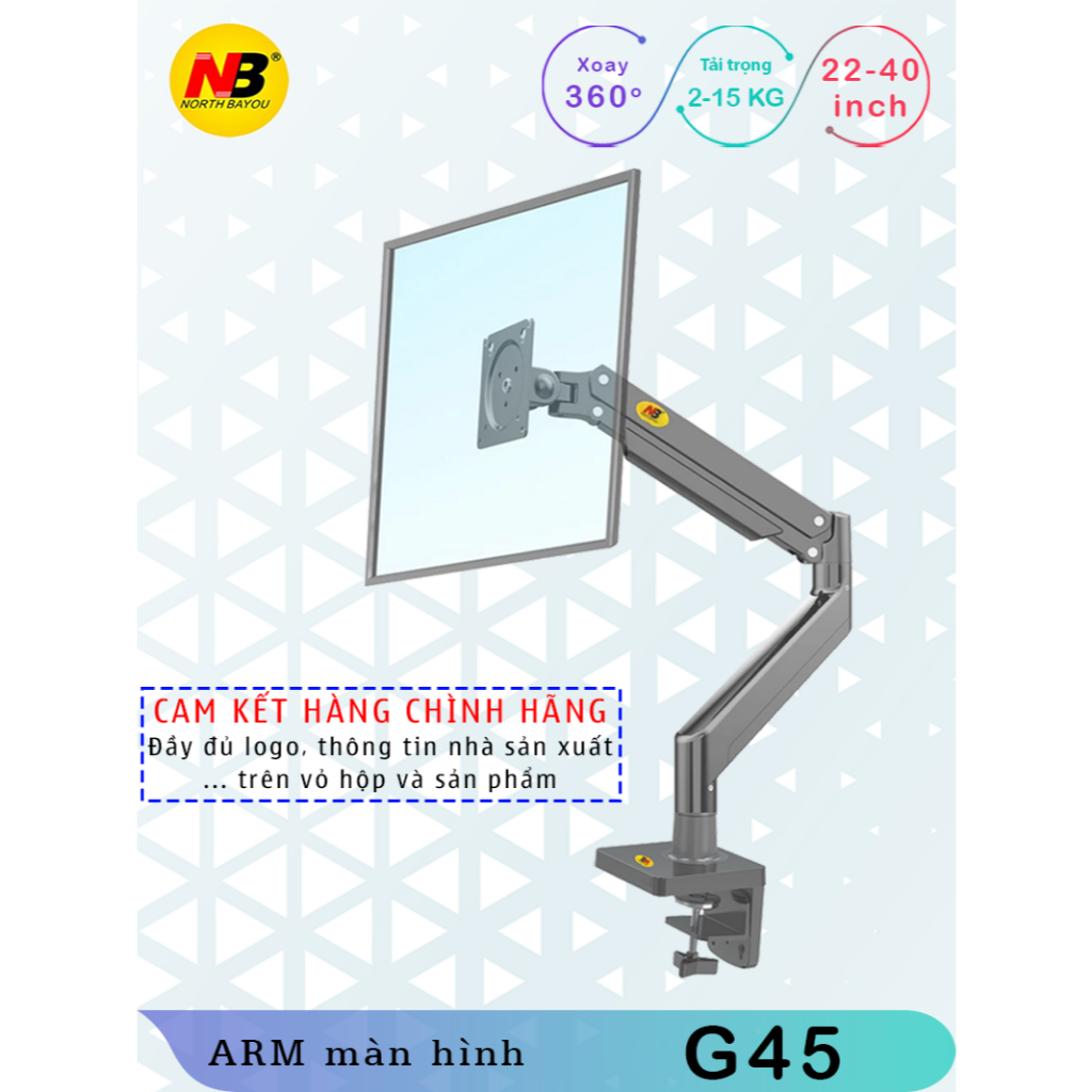 G45 F80 Giá Treo Màn hình máy tính/ Tay treo màn hình/ Xoay 360 độ [Màn Hình 22" - 40"] - Bản nâng cấp của F80