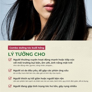 Combo Dưỡng Tóc Bưởi Hồng ABERA - Dầu Gội Đầu Và Tinh Dầu Giảm Rụng Tóc, Chăm Sóc Tóc, Không Sulfate