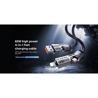Cáp sạc nhanh đa năng 2in2 Remax RC-C189 TypeC to TypeC 65W / TypeC to LN 27W / USB-A to TypeC 30W, dài 1M (Đen)