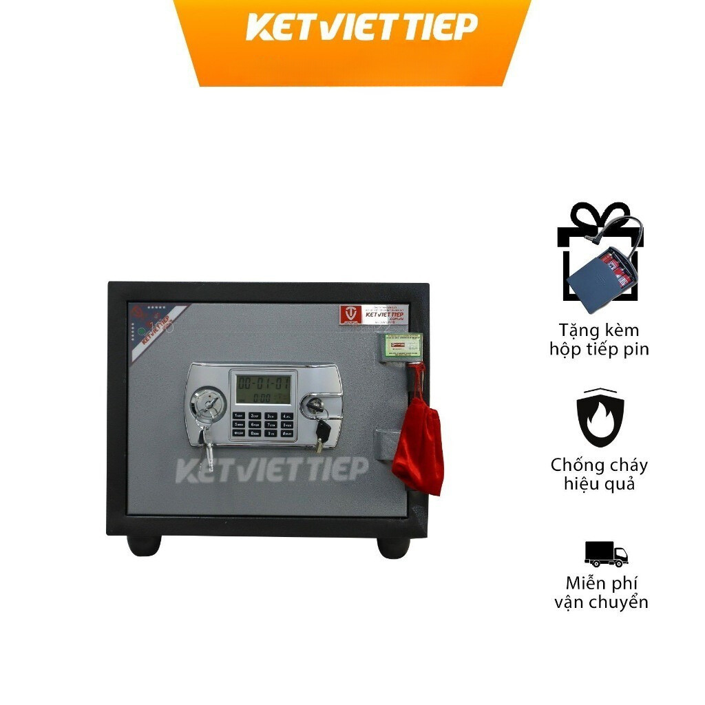 [HÀNG CHÍNH HÃNG] Két Điện Tử Việt Tiệp Công Đức KVT56DT Có Khe Thả Tiền Khoét Nóc Chông Pha, Chống Đục, Chống Cháy