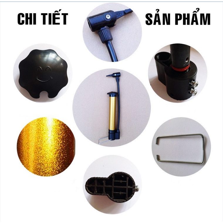 Ống Bơm Mini Thân Kim Loại Cầm Tay 21cm, Bơm Mini Đa Năng Nhỏ Gọn Tiện Dụng