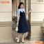 Đầm thiết kế cổ V thắt nơ cúp ngực dáng xếp ly BEMINE MT9397