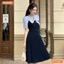 Đầm thiết kế cổ V thắt nơ cúp ngực dáng xếp ly BEMINE MT9397