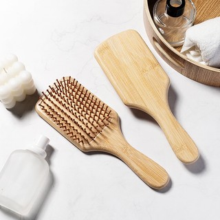 Lược Chải Gỡ Rối Bằng Gỗ Tre Cao Cấp Lược Massage Da Đầu Có Đệm Khí Kích Thích Mọc Tóc Giúp Thư Giãn Giảm Stress