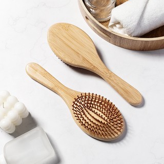 Lược Chải Gỡ Rối Bằng Gỗ Tre Cao Cấp Lược Massage Da Đầu Có Đệm Khí Kích Thích Mọc Tóc Giúp Thư Giãn Giảm Stress