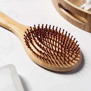 Lược Chải Gỡ Rối Bằng Gỗ Tre Cao Cấp Lược Massage Da Đầu Có Đệm Khí Kích Thích Mọc Tóc Giúp Thư Giãn Giảm Stress