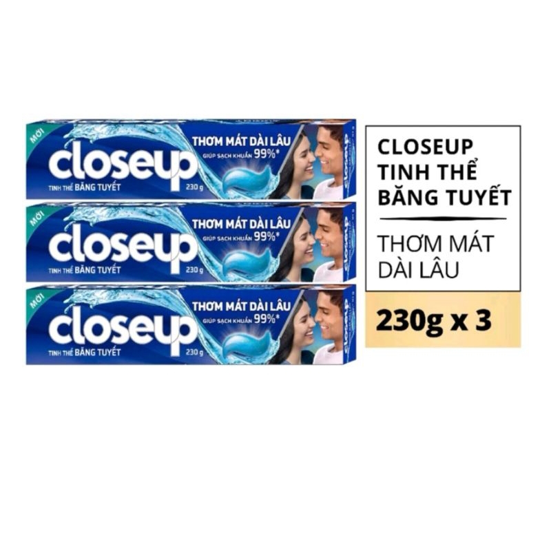 Kem Đánh Răng, combo 3 típ kem Closeup Cho Hoi Thở Thơm Mát Bất Tận Bạc Hà The Mát 230G/Tuýp