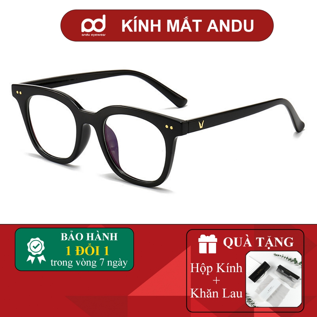 Ảnh Gọng kính cận thời trang nam nữ ANDU dáng vuông chữ V chống tia UV chất liệu nhựa TR cao cấp - 614 1