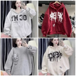 Tổng Hợp Các Mẫu Áo Khoác Nỉ Nam Nữ Mũ 2 Lớp freesize hàng siêu hót hit chất nỉ bông dày dặn---shopthubio98