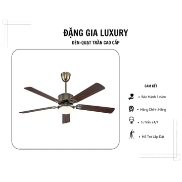 [ Tặng Kèm Móc Treo ] Quạt trần đèn 5 cánh gỗ - quạt trần tân cổ điển kiểu dáng sang trọng dành cho phòng khách