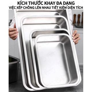 Khay inox đựng thức ăn độ sâu 7cm, 10cm Chubby Chef dùng làm mâm cơm, khay nướng bánh khay inox cao khay inox dài