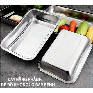 Khay inox đựng thức ăn độ sâu 7cm, 10cm Chubby Chef dùng làm mâm cơm, khay nướng bánh khay inox cao khay inox dài