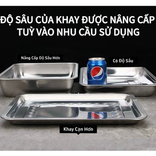 Khay inox đựng thức ăn độ sâu 7cm, 10cm Chubby Chef dùng làm mâm cơm, khay nướng bánh khay inox cao khay inox dài