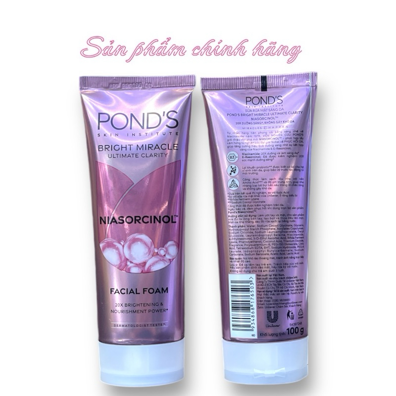 Sữa Rửa Mặt POND’S Bright Miracle Trắng Hồng 100gram chính hãng mẫu mới.