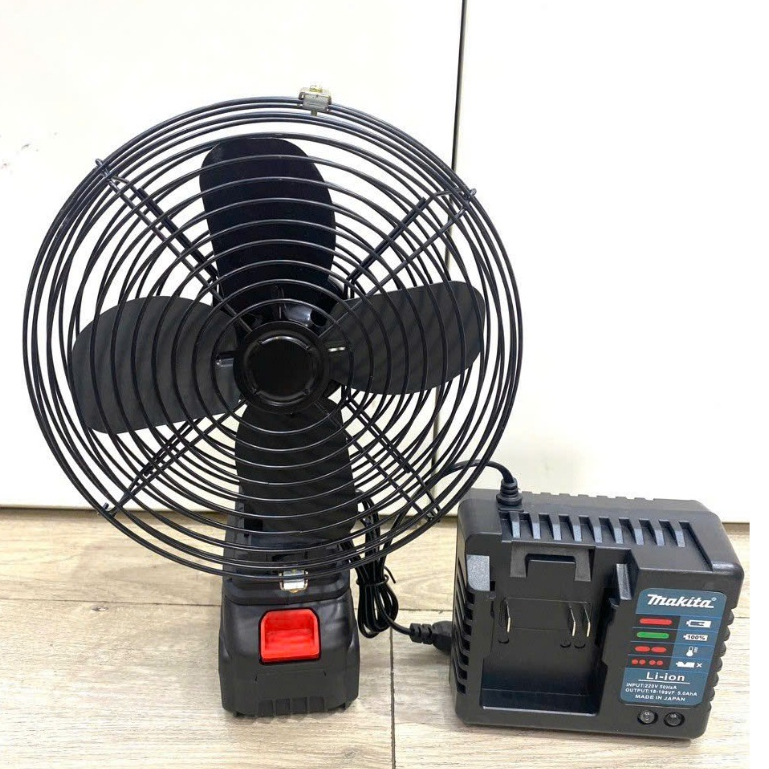 Quạt Tích Điện MAKITA Siêu Mát,  Pin 20V 6-8H, Bộ Gồm 1 Pin 10 Cell + 1 Thân Quạt + 1 Sạc SP34