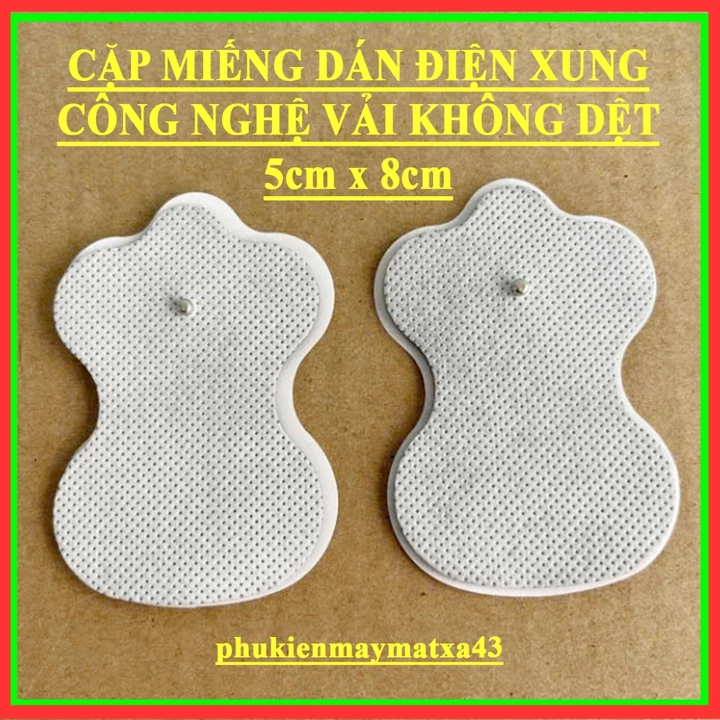 Miếng dán điện xung công nghệ vải không dệt, size 5cm x 8cm, dùng cho dòng máy massage điện xung, máy điện châm...
