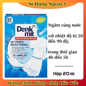Giấy tẩy trắng quần áo Denkmit giúp tăng độ trắng sáng hộp 20 miếng - hàng nội địa Đức