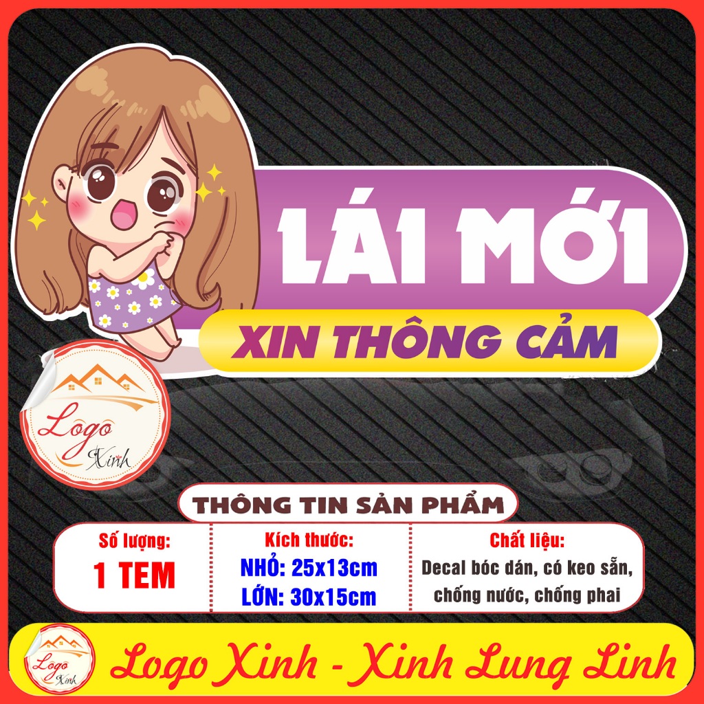 M3- Tem Decal Dán Lái Mới Xin Thông Cảm, Tem Logo Sticker Lái Mới ...