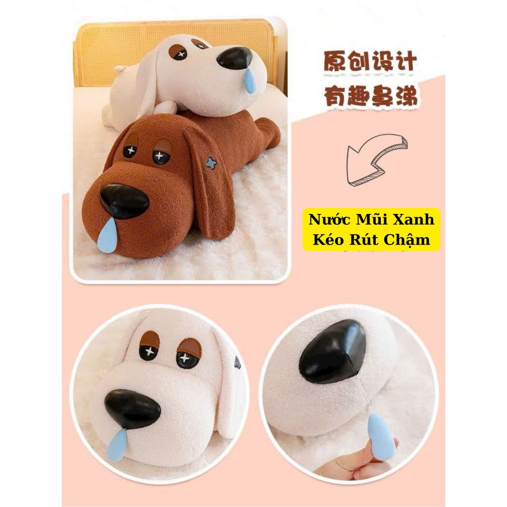 Gấu Ôm Con Chó Nằm Ngủ Chảy Nước Mũi [ Kéo Rút Chậm ] Gấu Bông Con Chó Dùng Để Ôm Hay Tựa Chất Liệu Lông Cao Cấp