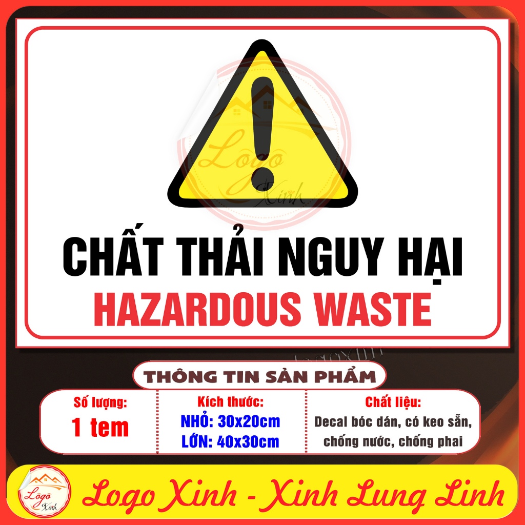 [Mẫu 2] Tem Decal Cảnh Báo Chất Thải Nguy Hại,Hazardous Waste ...