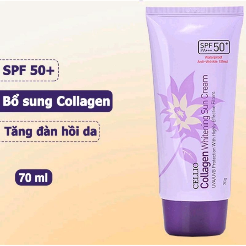 Kem chống nắng Cellio Hàn Quốc SPF 50 PA+++ Green Tea, Colagen, Waterproof Daily