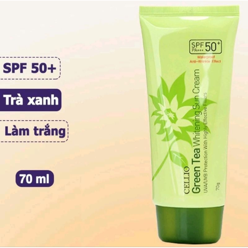 Kem chống nắng Cellio Hàn Quốc SPF 50 PA+++ Green Tea, Colagen, Waterproof Daily