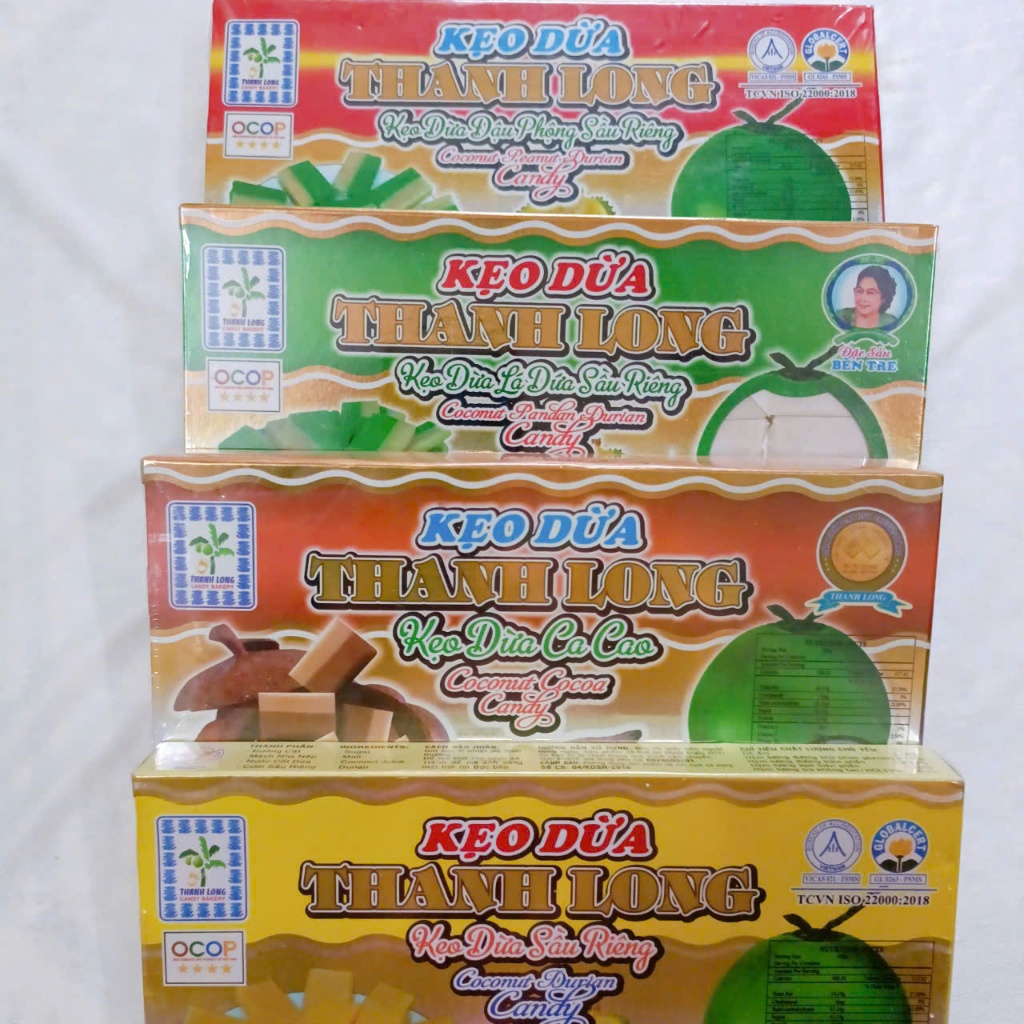 Kẹo dừa đậu phộng sầu riêng Thanh Long hộp 300gr loại đặc biệt- Đặc Sản Bến Tre Shop