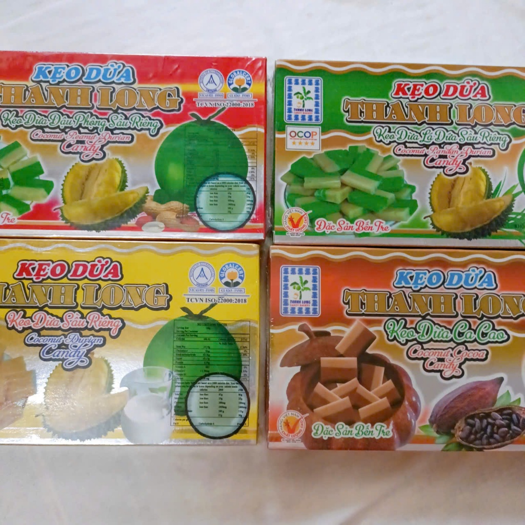 Kẹo dừa đậu phộng sầu riêng Thanh Long hộp 300gr loại đặc biệt- Đặc Sản Bến Tre Shop