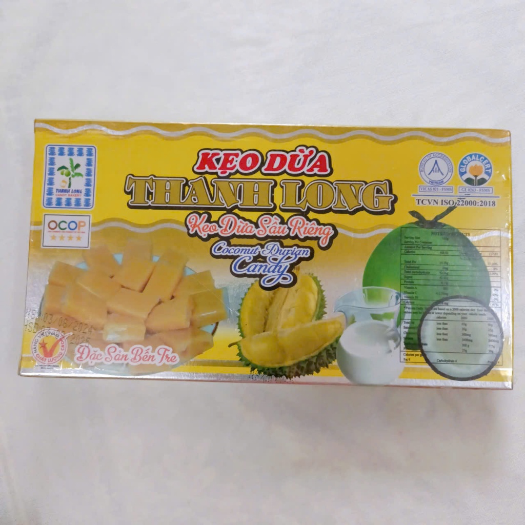 Kẹo dừa đậu phộng sầu riêng Thanh Long hộp 300gr loại đặc biệt- Đặc Sản Bến Tre Shop