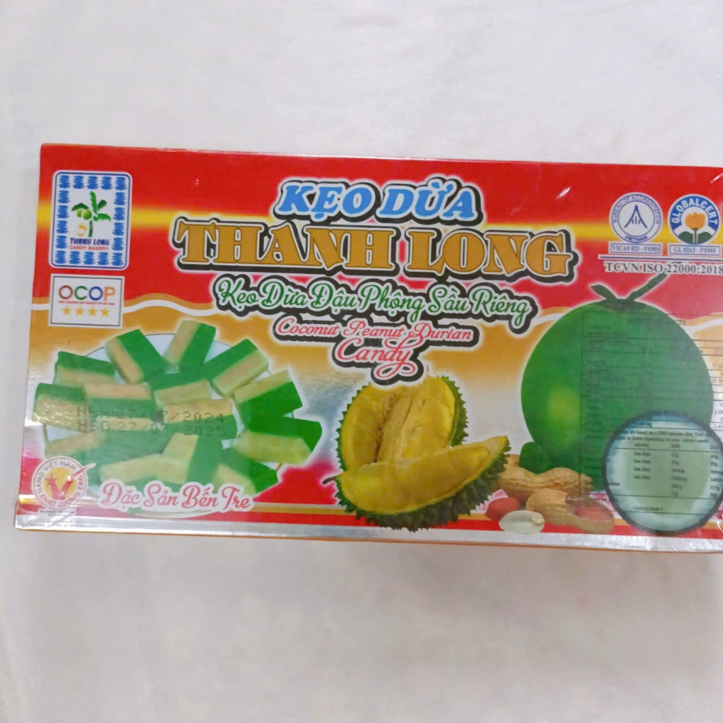 Kẹo dừa đậu phộng sầu riêng Thanh Long hộp 300gr loại đặc biệt- Đặc Sản Bến Tre Shop
