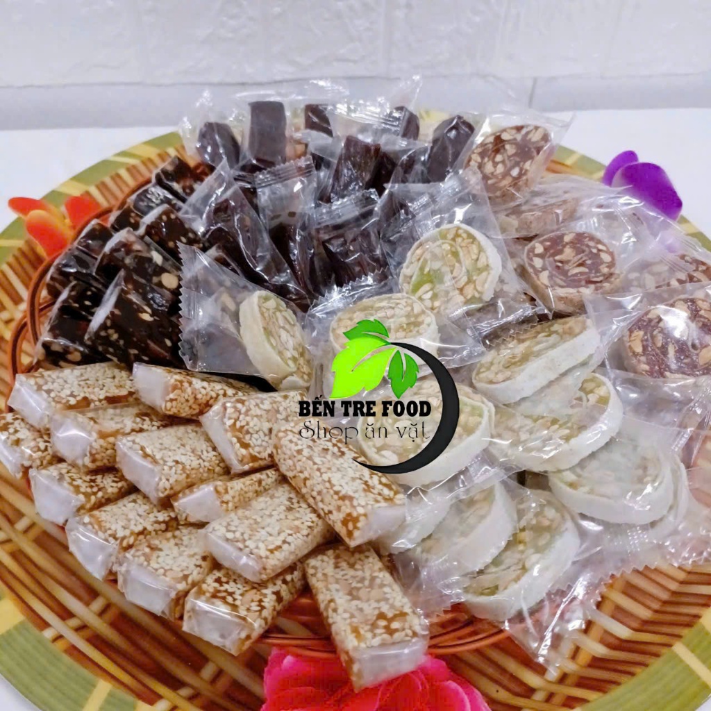 Kẹo chuối nhiều vị và dừa dứa đậu+ mè xửng 500g
