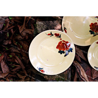 Dĩa Vẽ Gà/Hoa Đỏ/Hồng/Nâu/Xanh Lá/Xanh Dương Nhiều Kích Thước - Gốm Xưa Cho Người Hoài Niệm - Gốm Lái Thiêu - Gốm Nam Bộ