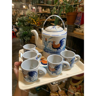 Bình Tích Gốm Xưa Vẽ Gà Trống/Cá/Sơn Thuỷ Nhiều Dung Tích - Gốm Thủ Công Cao Cấp - Gốm Xưa Lái Thiêu Cho Người Hoài Niệm