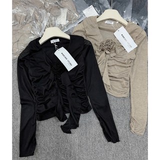 Áo Thun Zip Lông CỔ V MAY ZÚM Hoa Trà  Dáng Ôm New
