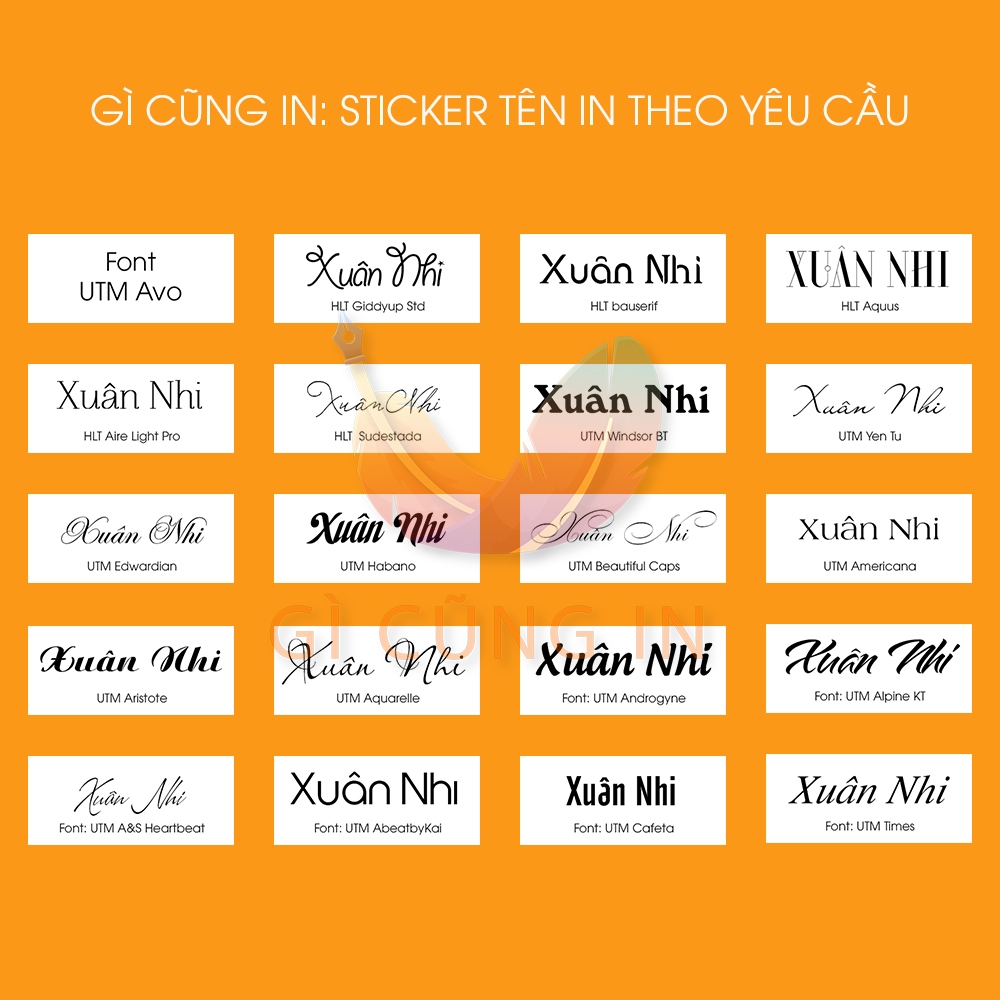 150 Sticker In Tên Theo Yêu Cầu - ĐƯỢC CHỌN FONT CHỮ - Decal Nhựa Chống ...