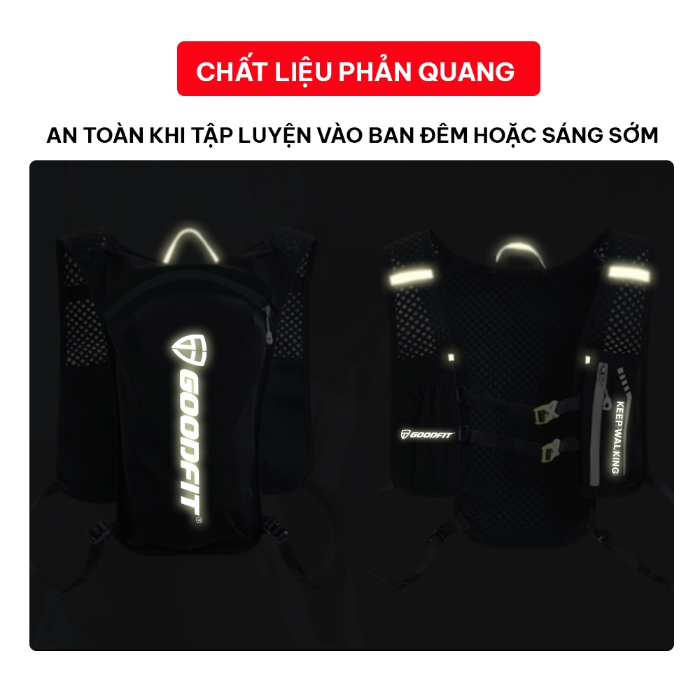 Balo thể thao, vest nước chạy bộ marathon, đạp xe trekking Goodfit GF302RV, thể tích đựng đồ tới 10L