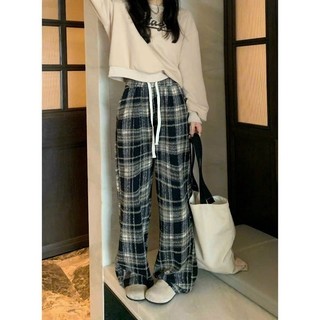 Quần Caro Quần Dài Nữ Quần Caro Quần Dạ Lông Nữ Chất Dày Dặn Lông Mịn, Quần Ống Rộng Unisex