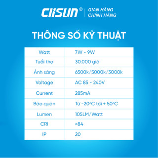 Đèn Downlight Âm Trần CLISUN | Đèn LED DLE 3 Chế Độ Màu Siêu Mỏng Tiết Kiệm Điện Tuổi Thọ Cao 7W9W12W