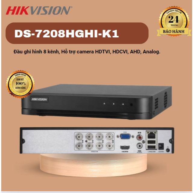 Đầu ghi hình HD-TVI 8 kênh 3.0 HIKVISION DS-7208HGHI-M1, hỗ trợ camera ...