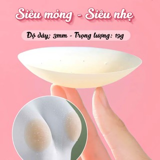 Miếng dán nâng ngực silicone thoáng khí cao cấp, miếng dán ti siêu mỏng dính Ova Nipple Pad, rộng 8cm.