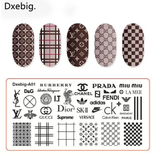 Khuôn in sắt chữ nhật mẫu các thương hiệu trang trí móng