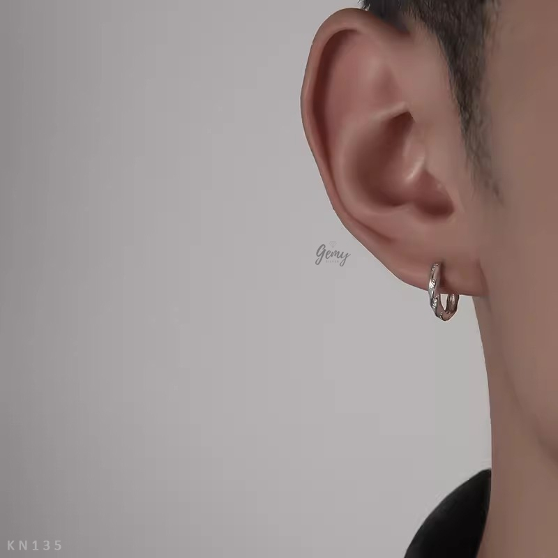 Khuyên tai tròn nam bạc 925 unisex Thất tông tội, khắc 7 tội ác con người cực chất (1 chiếc) KN135 | GEMY SILVER
