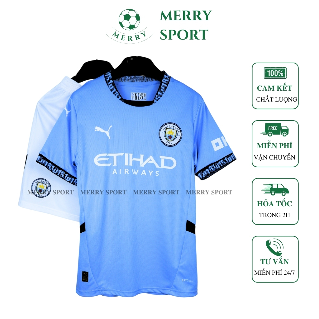 Bộ Quần Áo Bóng Đá Câu Lạc Bộ Manchester City MERRY SPORT Mùa Giải 24/