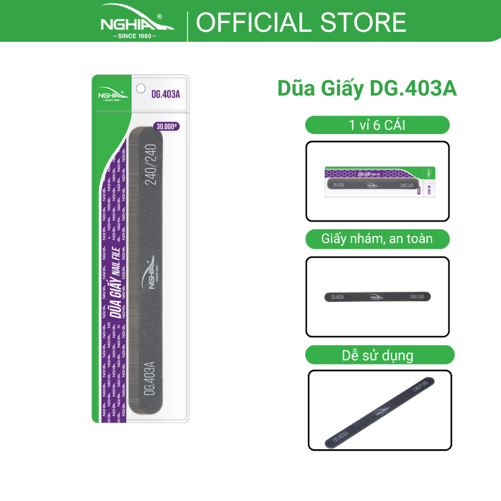 Ảnh Dũa Giấy Vỉ Nhựa Cao Cấp Giũa Gọn Móng Tay KỀM NGHĨA DG.403A Đen (6 chiếc/vỉ) 1