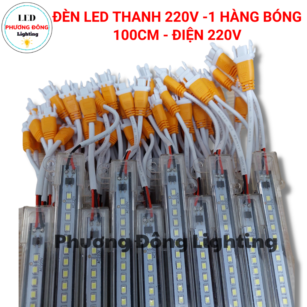 Combo 2 Đèn LED thanh 220V 2835 - 1 Hàng bóng Trắng, Vàng - 30cm - 50cm - 1m