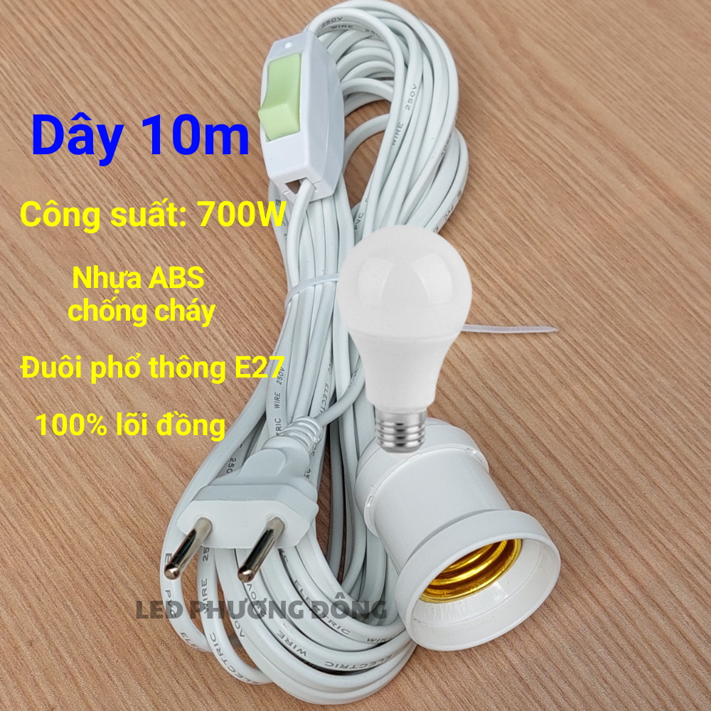 Dây đui đèn có công tắc E27 3m, 5m, 8m, 10m
