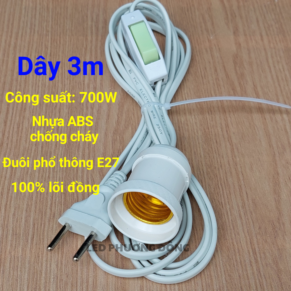 Dây đui đèn có công tắc E27 3m, 5m, 8m, 10m