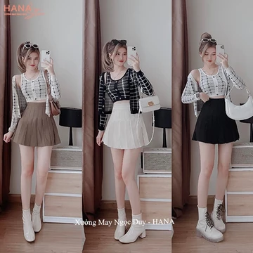 (CÓ TÚI)Chân váy Tennis Trắng Nâu Đen cạp cao A219 có quần trong - Chân váy xếp ly dáng ngắn xòe công sở đi học nhảy